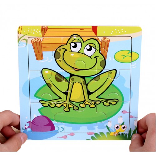 EVERY FAMILY - 24 Styles Wooden Kids Jigsaw Puzzles Toys With Animals The Frog